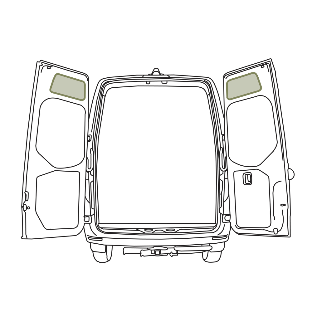 MERCEDES-BENZ SPRINTER UPPER REAR DOOR STORAGE PANELS (PAIR)