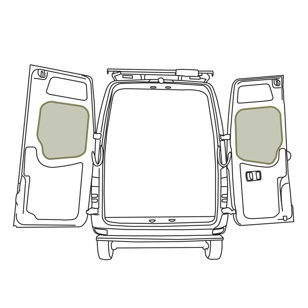 MERCEDES-BENZ SPRINTER NCV3 MIDDLE REAR DOOR STORAGE PANELS (PAIR)