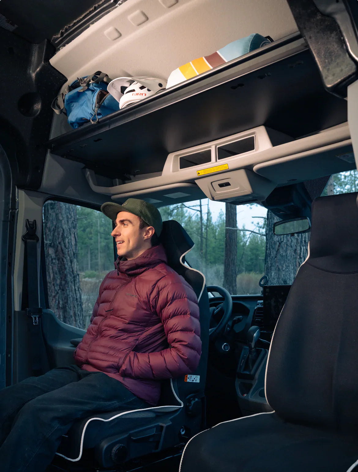 VanEssential Ford Transit Headliner Shelf - With Grab Handle