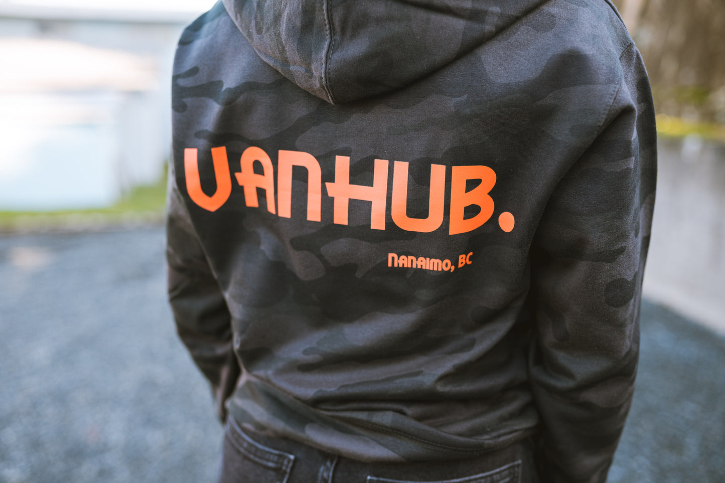 VanHub Black Camo Orange Logo Hoodie