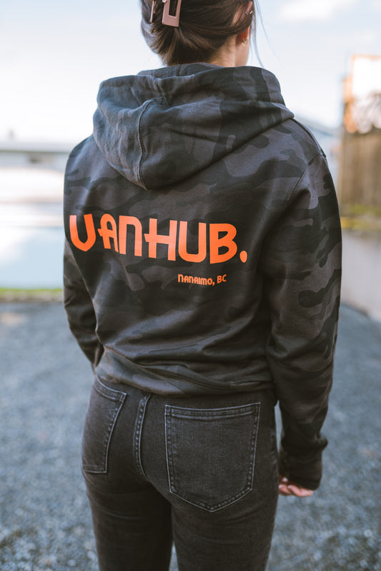 VanHub Black Camo Orange Logo Hoodie